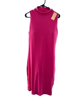 Popilush NWT 3XL Hot Pink Mock Neck Shapewear Dress Built In Bodysuit Midi